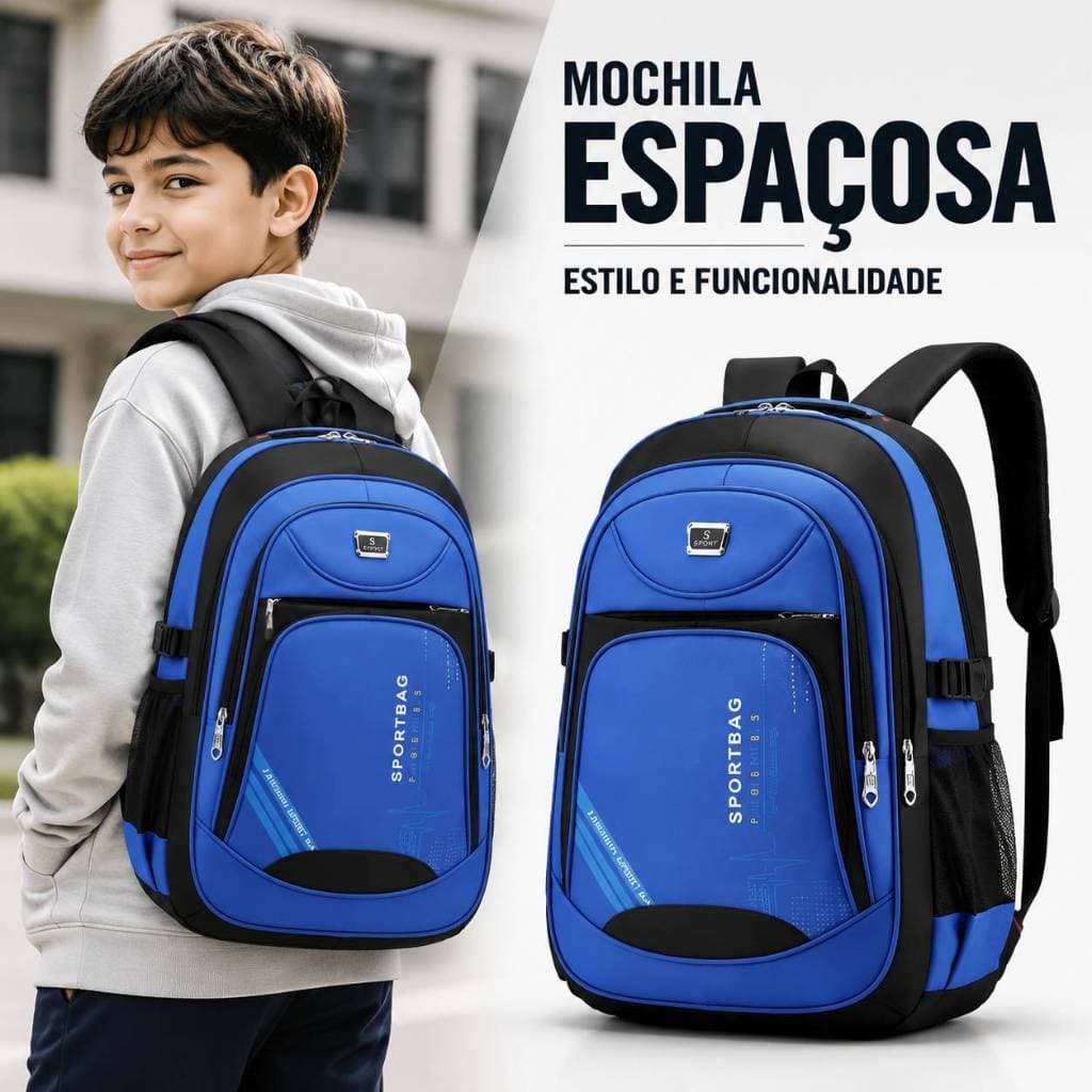 Mochila Notebook Unissex Grande Capacidade Impermeável Para Laptop 16 Polegadas Escolar Trabalho E Uso Diário Resistente