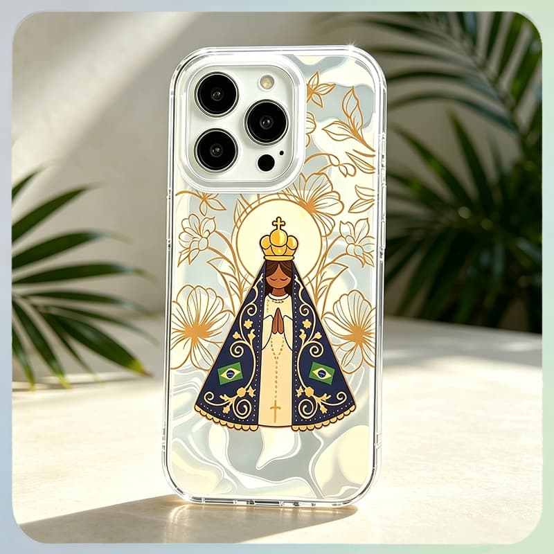 Adequado para a Virgem Maria Capa Capinha Para iPhone 13 11 12 14 15 16 Plus Pro Max Nossa Senhora Gradiente Aurora