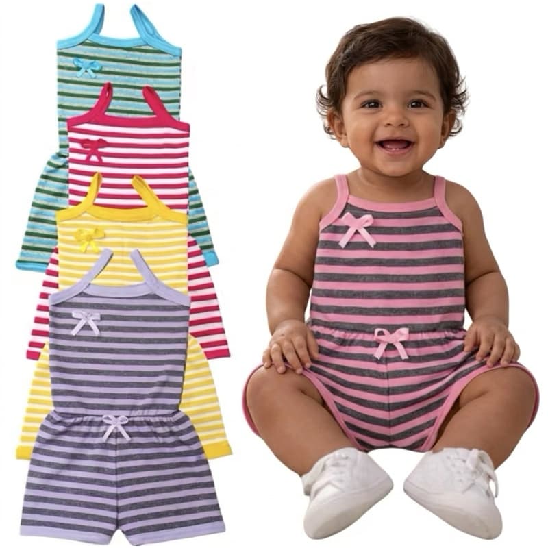 kit 3 macacão menina estampas coloridas macaquinho listrado