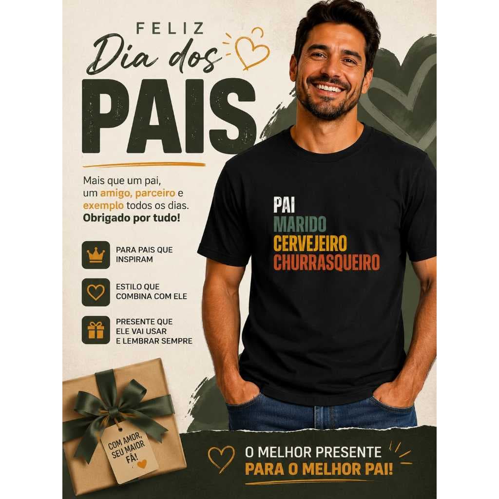 Camiseta Dia dos Pais Pai Presente Masculina Básica Casual Estampada Confortável Algodão Promoção