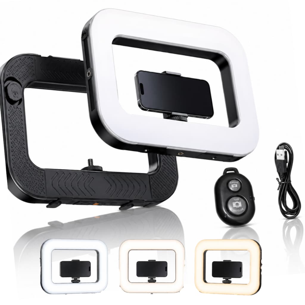 Ring Light Led Estabilizador Suporte Recarregavel Bicolor 127/220v Branco/preto Variavel