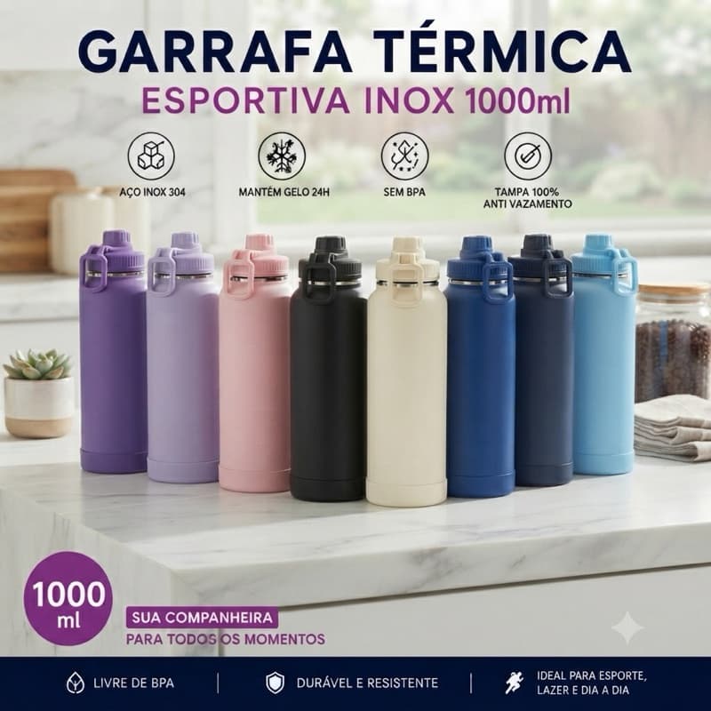 Garrafa termica inox esportiva Garrafa para treino e academia 800ML/1000ML