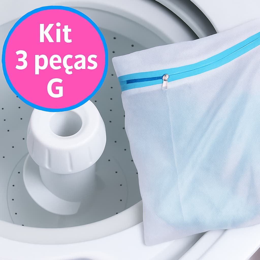 Saco para Proteger a Roupa na Maquina de Lavar 03 UNIDADES  Tamanho G