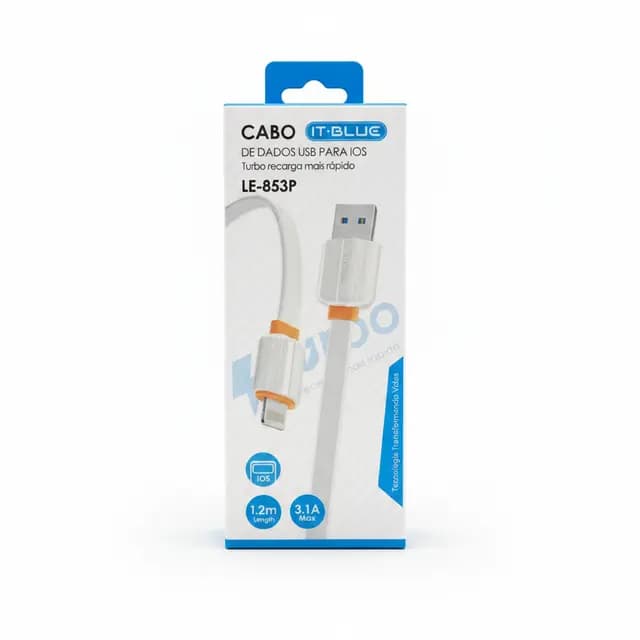 Cabo de Dados USB para iOS Recarga Rápida Turbo 1,2m 3.1A