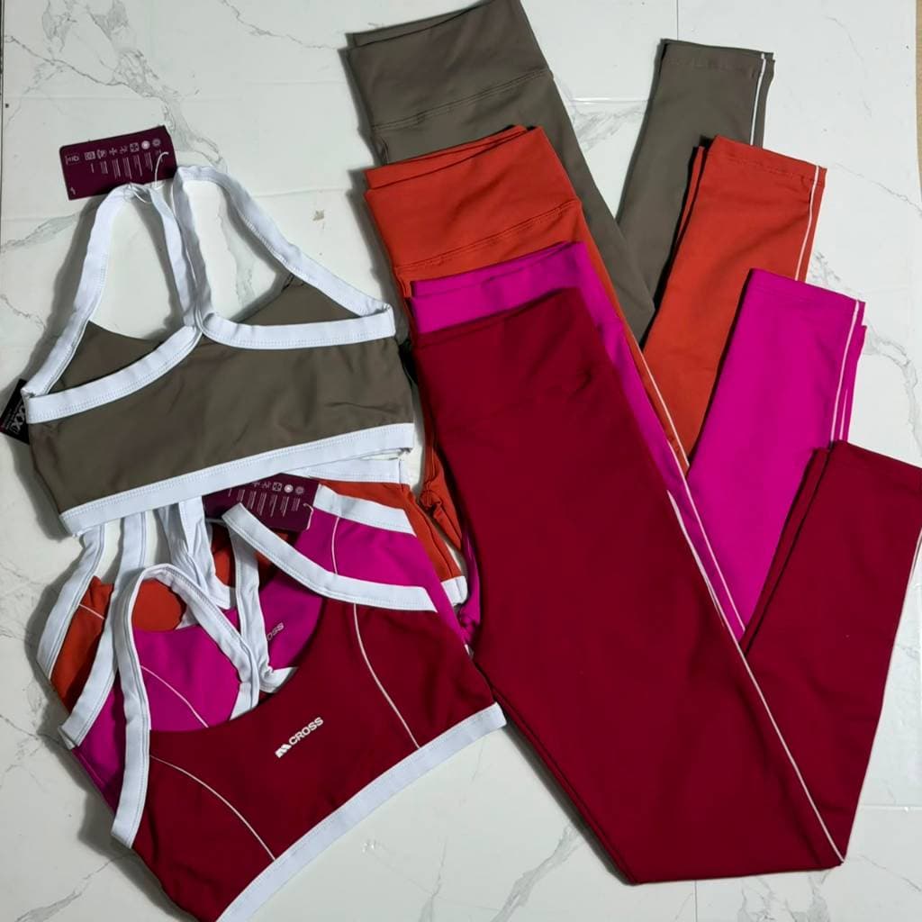 Roupa de academia legging e top com bojo Poliamida Max fio duplo alta compressão zero transparência