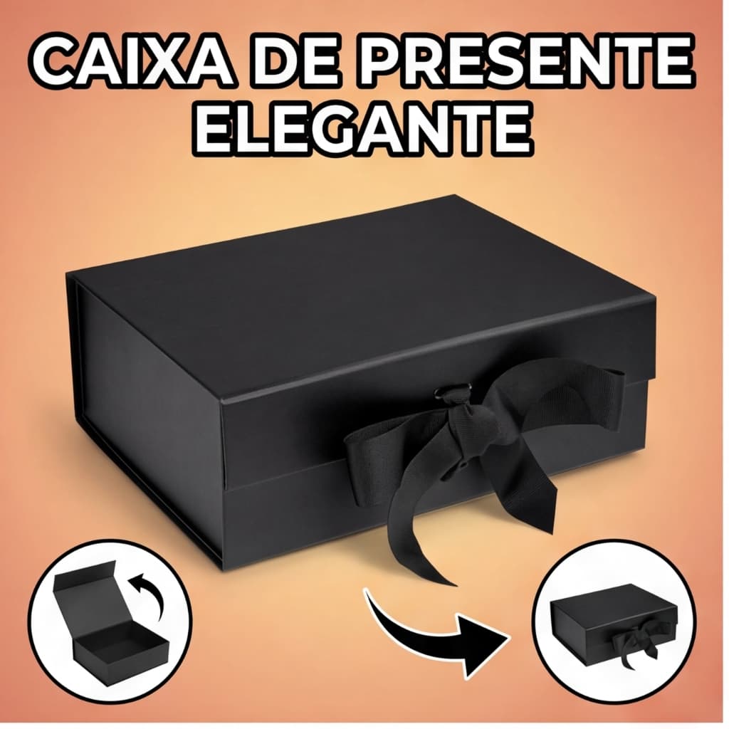 Caixa Embalagem Luxo Dobrável Rígida com Ímã Protege Bijuterias, Perfumes e Pequenos Presentes