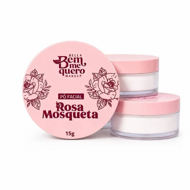 Pó Facial Rosa Mosqueta Bella Bem Me Quero - Textura Ultrafina e Efeito Matte, Acabamento Natural Perfeito Rosa 15g