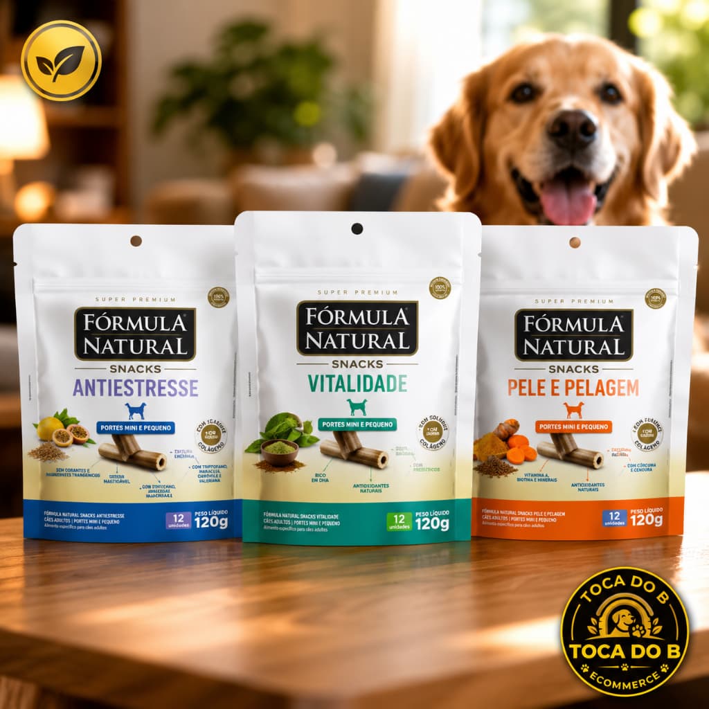 Petisco Para Cachorro Fórmula Natural Snacks Funcional 120g Antiestresse Vitalidade Pele e Pelagem Cães Adultos