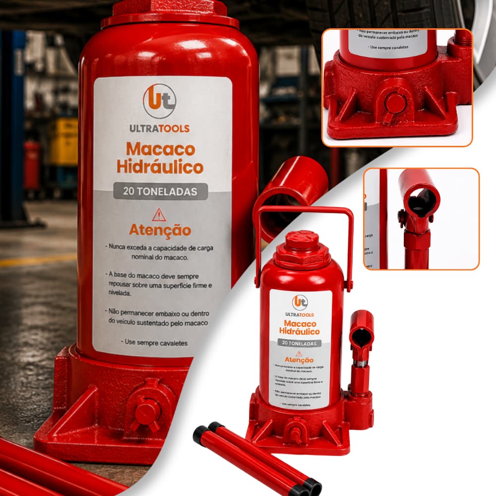 Macaco Hidráulico Garrafa Universal 20 Toneladas Ultra Tools
