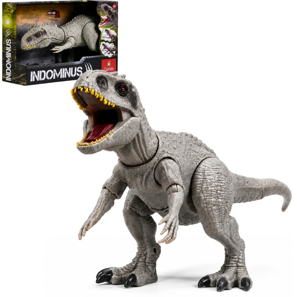 Brinquedo Dinossauro Indominus Articulado Som e Luz Interativo - Castela
