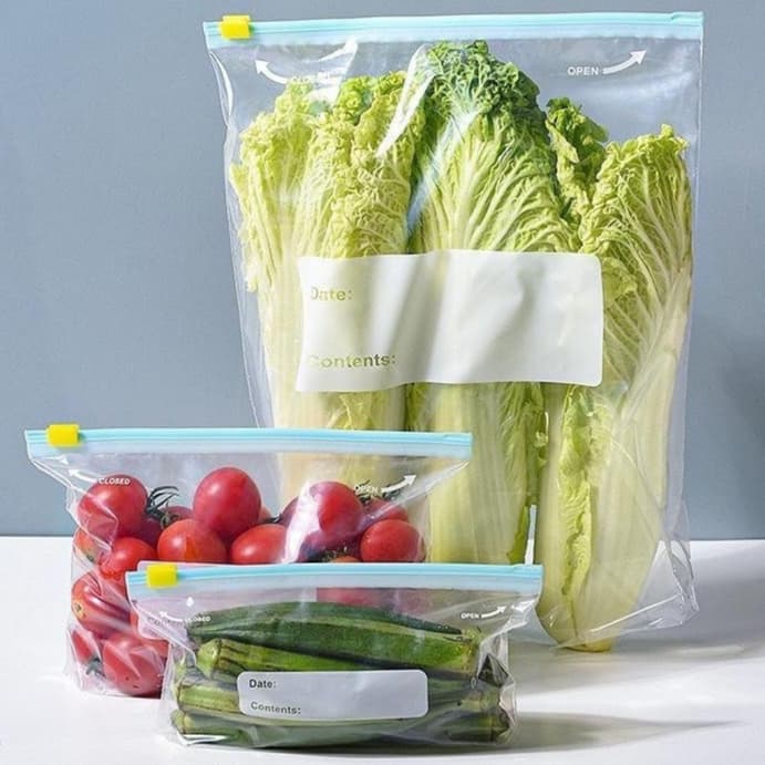 Kit c/10/15/20 Sacos Herméticos Reutilizáveis Zip Lock para Armazenar Alimentos Diversos Tamanhos