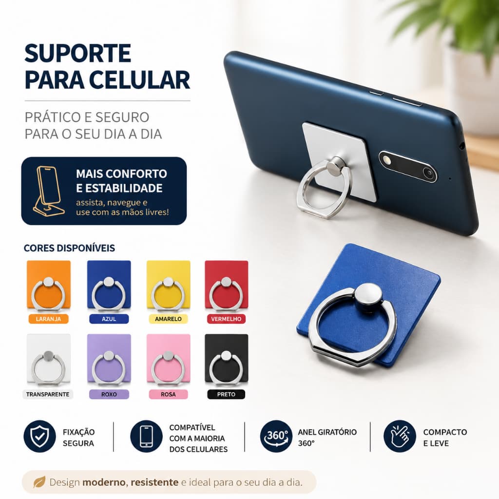 Suporte de Dedo para Celular Anel Autocolante Universal