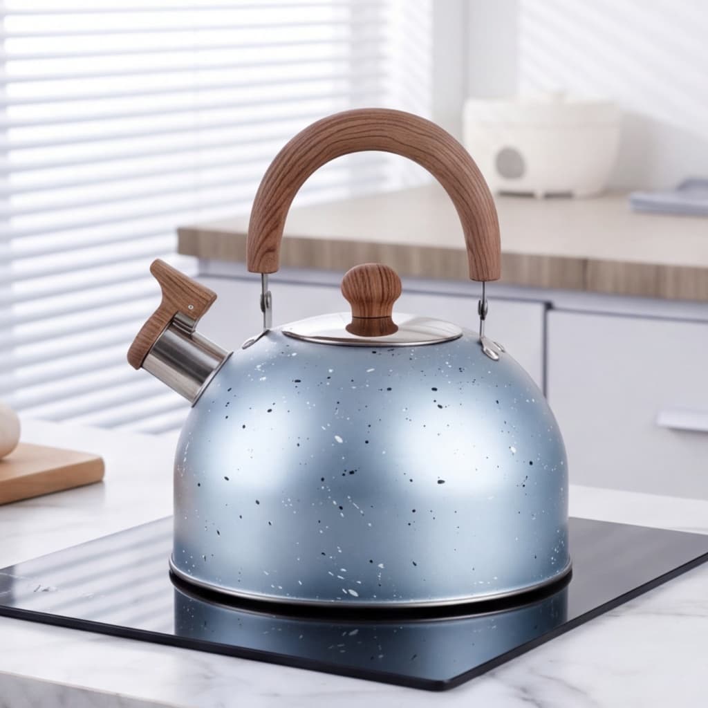 Chaleira de Aço Inox 4 Litros Com Apito Pode Ser Usado Fogão e Indução Ideal para Chá e Café