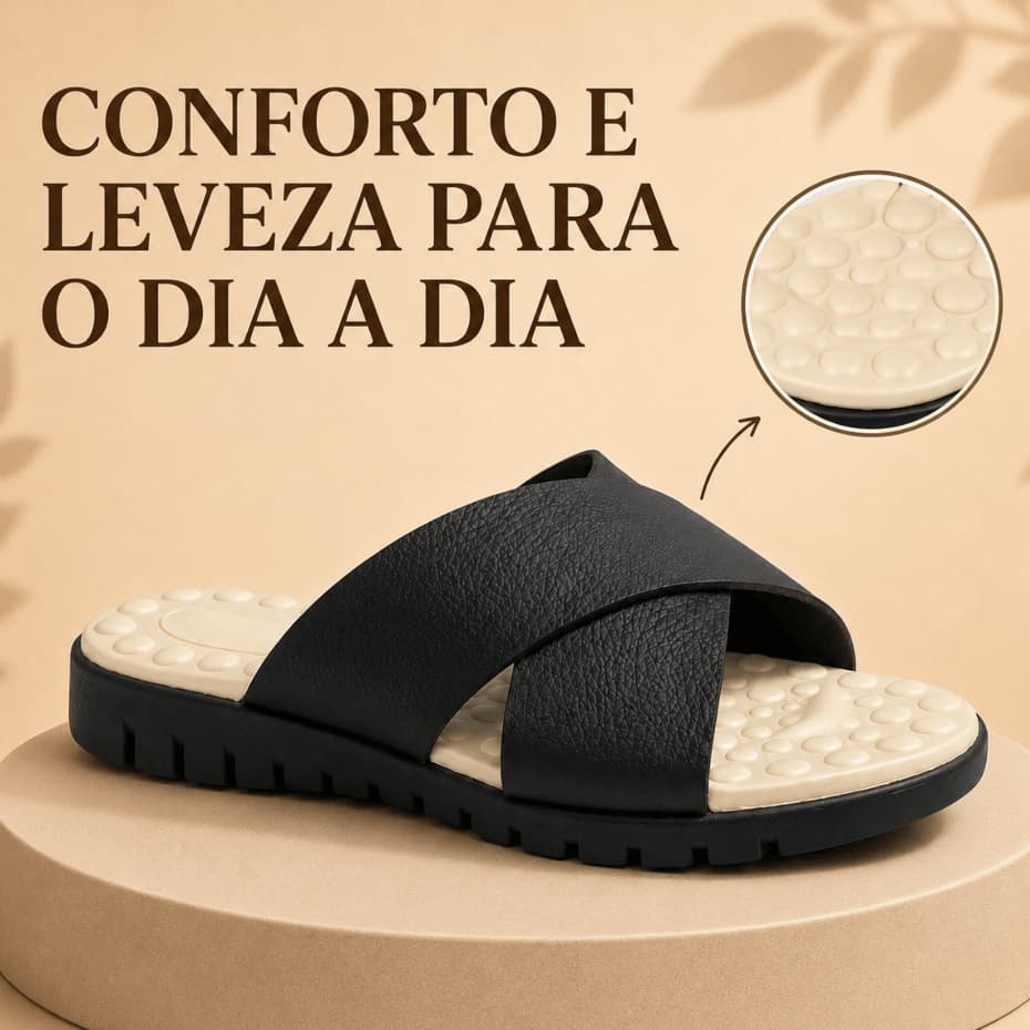 Chinela Feminino Rasteira Anatômico Ant-Stress Esporão Massageador Ortopédico Macio Confortável
