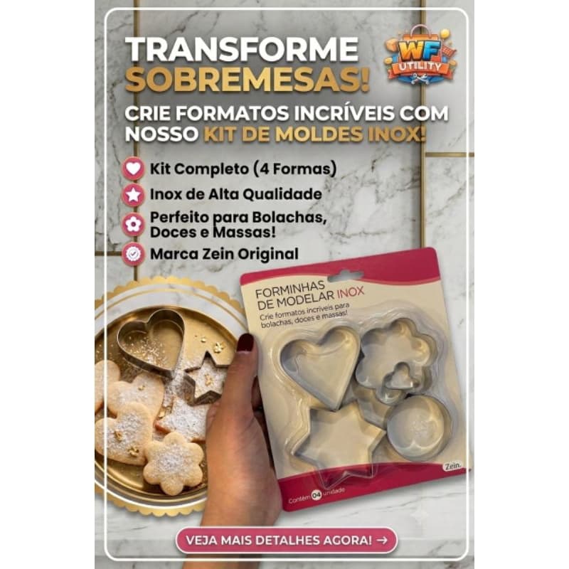 Forminhas de Modelar em Inox – 4 Peças
