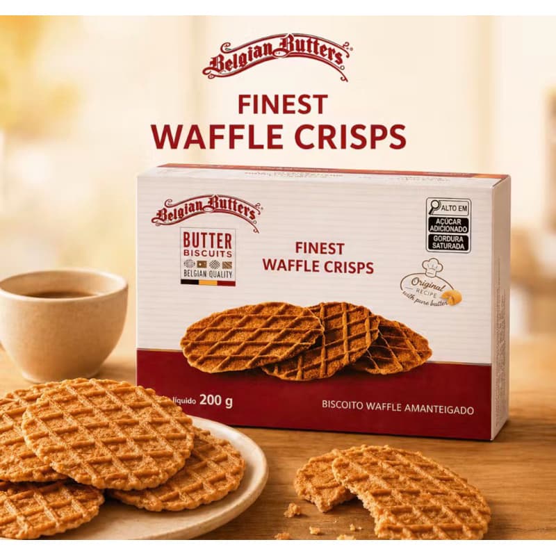 Biscoito Belga Waffle Crisps Amanteigado 200g – Belgian Butters Importado