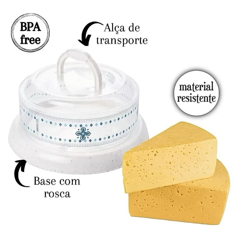 Queijeira Plasútil com Tampa Transparente | Porta Queijo para Geladeira e Mesa