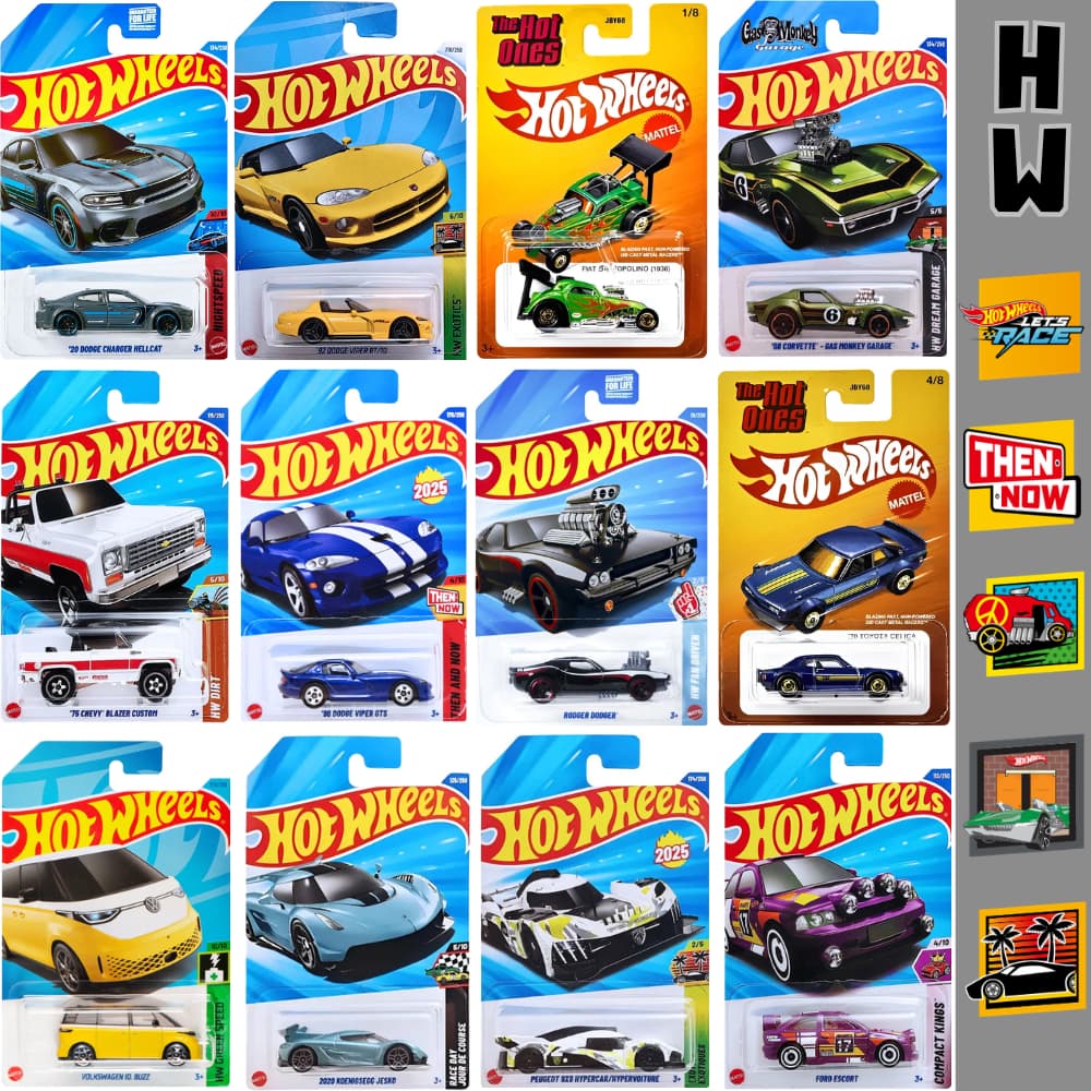 HOT WHEELS Rodger Dodge Challenger Hellcat Ford Escort Corvette Koenigsegg Jesko Camaro