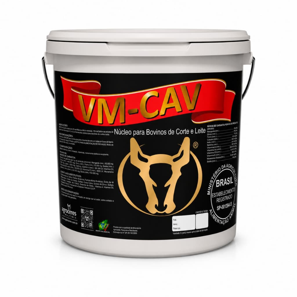 VM-CAV Agrocave Núcleo Mineral Suplemento para Bovinos de Corte e Leite com Probiótico 5kg 10kg 20kg