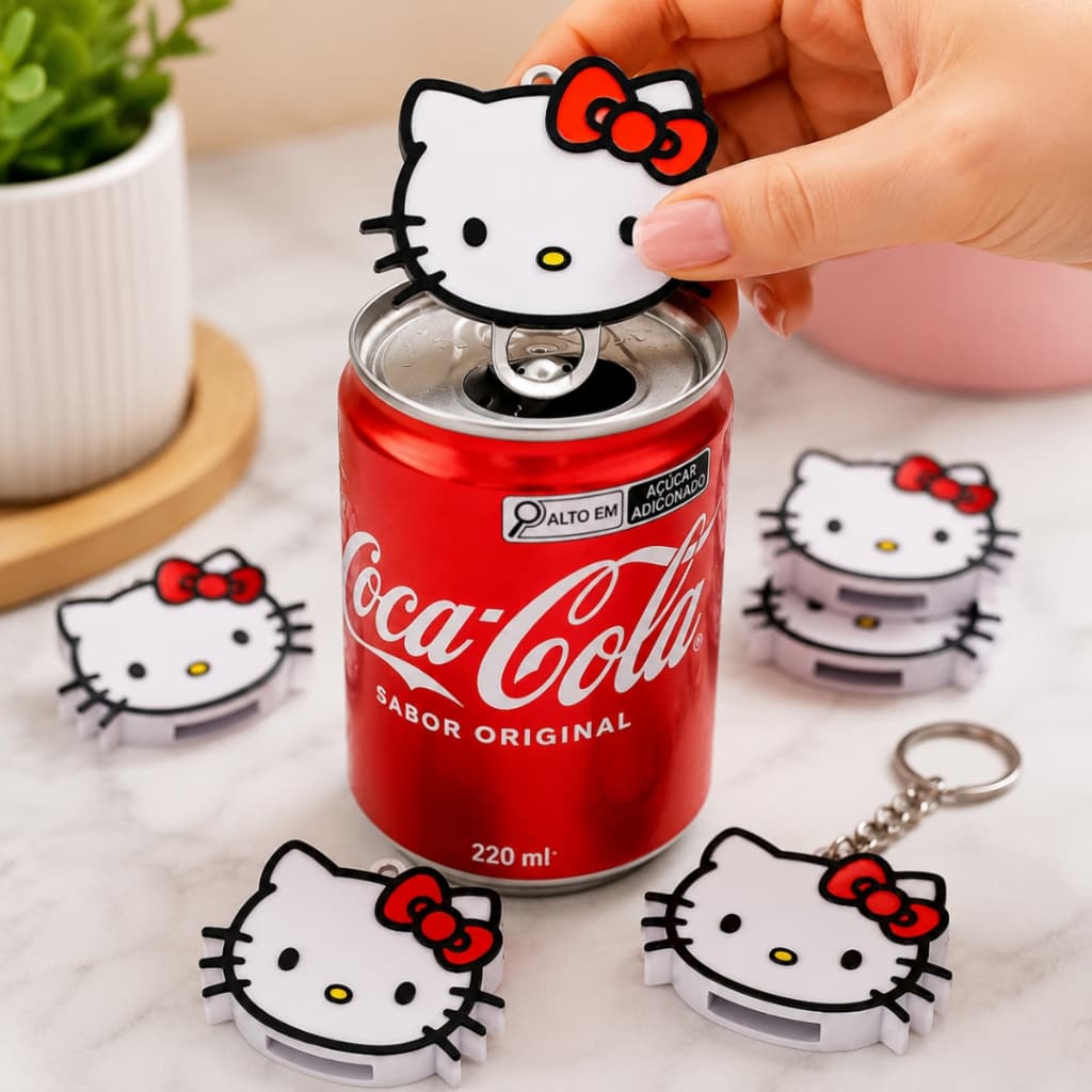 Mini Chaveiro Abridor De Lata Lacre Hello Kitty Prático Resistente Portátil Protege A Unha
