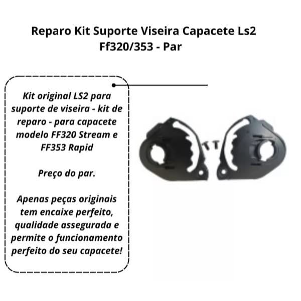 COMBO REPARO SUPORTE DE VISEIRA CAPACETE LS2 FF320/FF353 POLIVISOR + VISEIRA NOVO