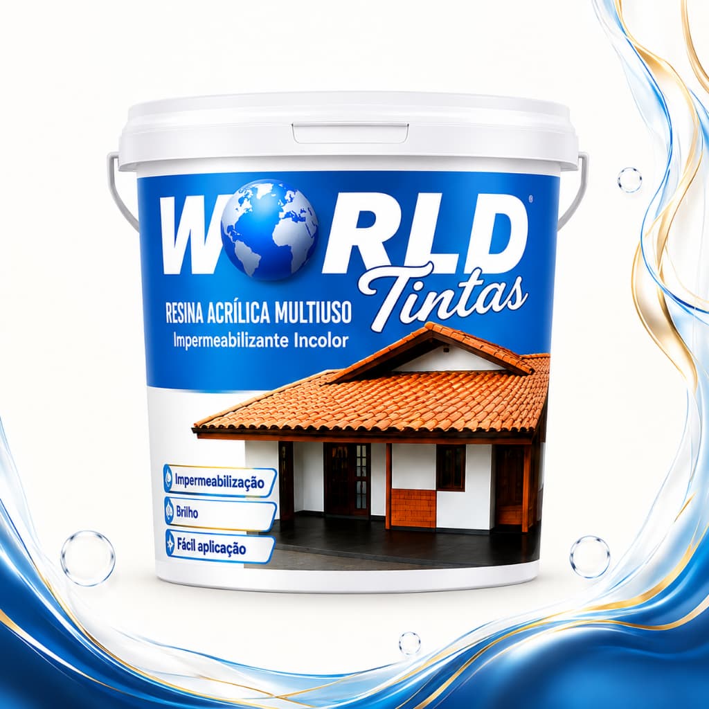 Resina Acrílica World Incolor 900ml Base Água Interno Externo Telha Concreto Tijolo Pedra Parede