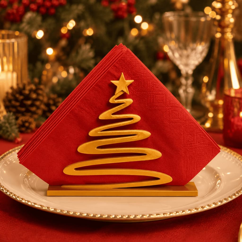 Porta Guardanapo Árvore Natal Mesa Decoração Natalina Enfeite Decorativo Guardanapo Papel Tecido