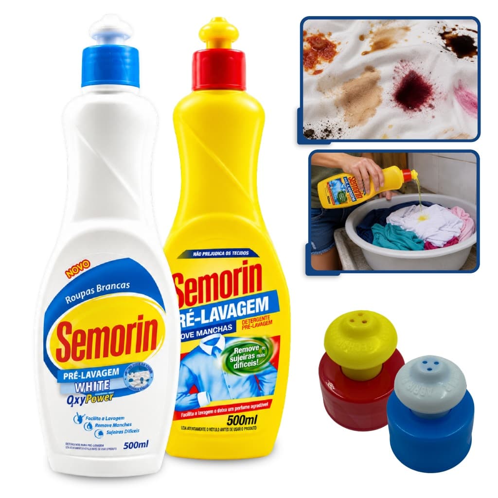 500ml Tira Manchas Pré-Lavagem Detergente Removedor de Manchas Gordura Roupas Brancas Tecido Semorin