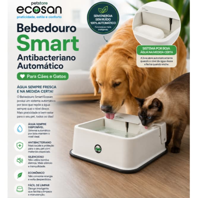 Bebedouro Automático para Cães e Gatos | ECOSAN Antibacteriano