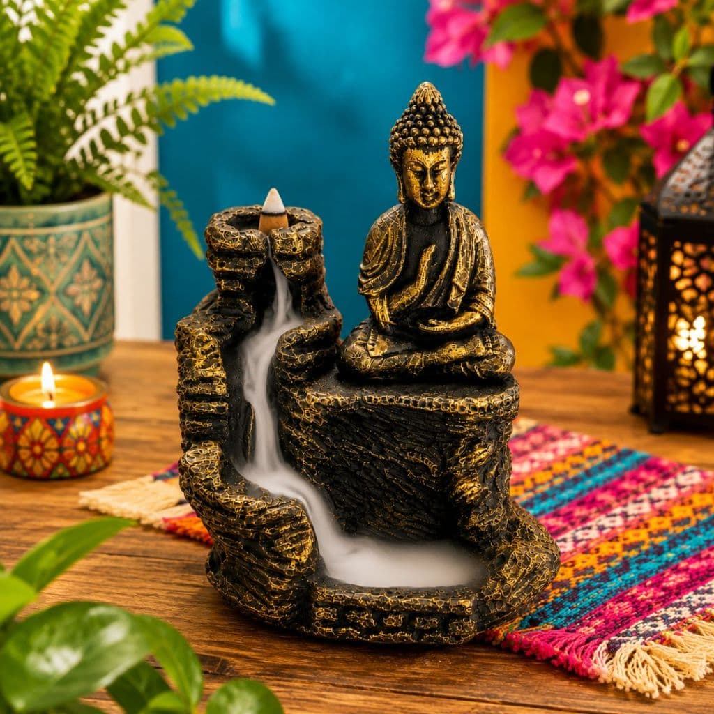 Incensário Cascata Buda Fumaça Invertida Meditaçao Relaxamento