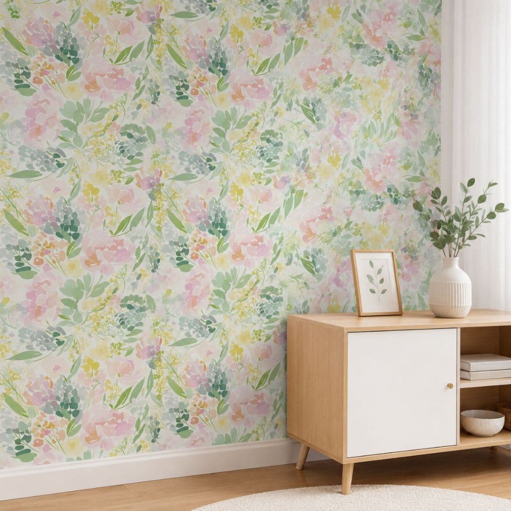 Papel de Parede Adesivo Floral 10m Decorativo Flores Coloridas 45cm x 5m 2 Rolos