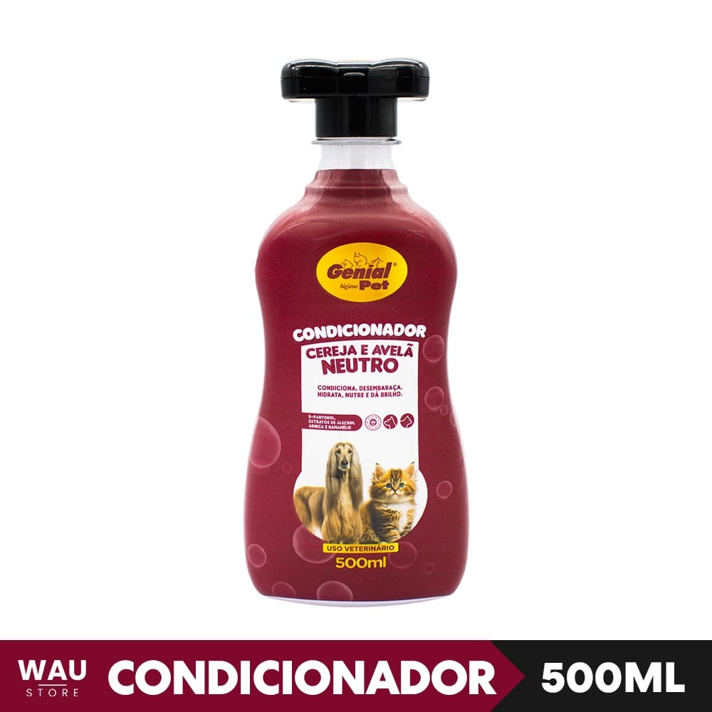 Condicionador Cachorro 500ml Cereja e Avelã Gato Pet Genial Pet Hidrata Desembaraça Neutro