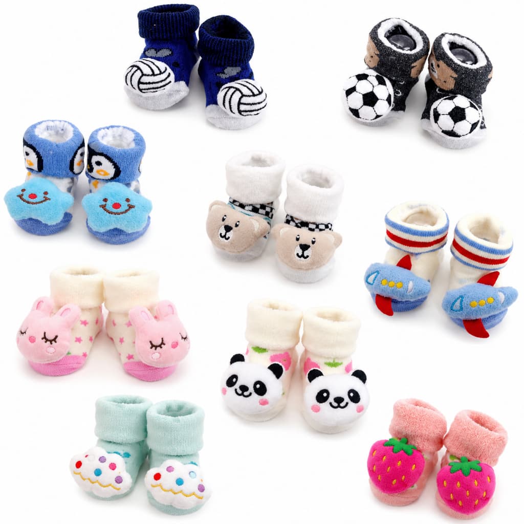 Pantufa de Bebê Algodão Meia infantil 3D Meninos e Meninas