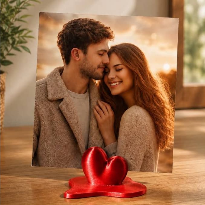 Porta Foto Coração 3D | Porta Retrato Decorativo | Presente para Namorados | Foto Polaroid e Instax