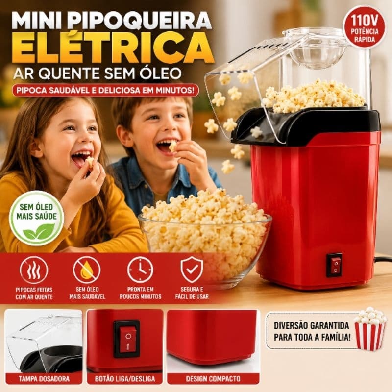 Mini Pipoqueira Elétrica Ar Quente Sem Óleo 110v