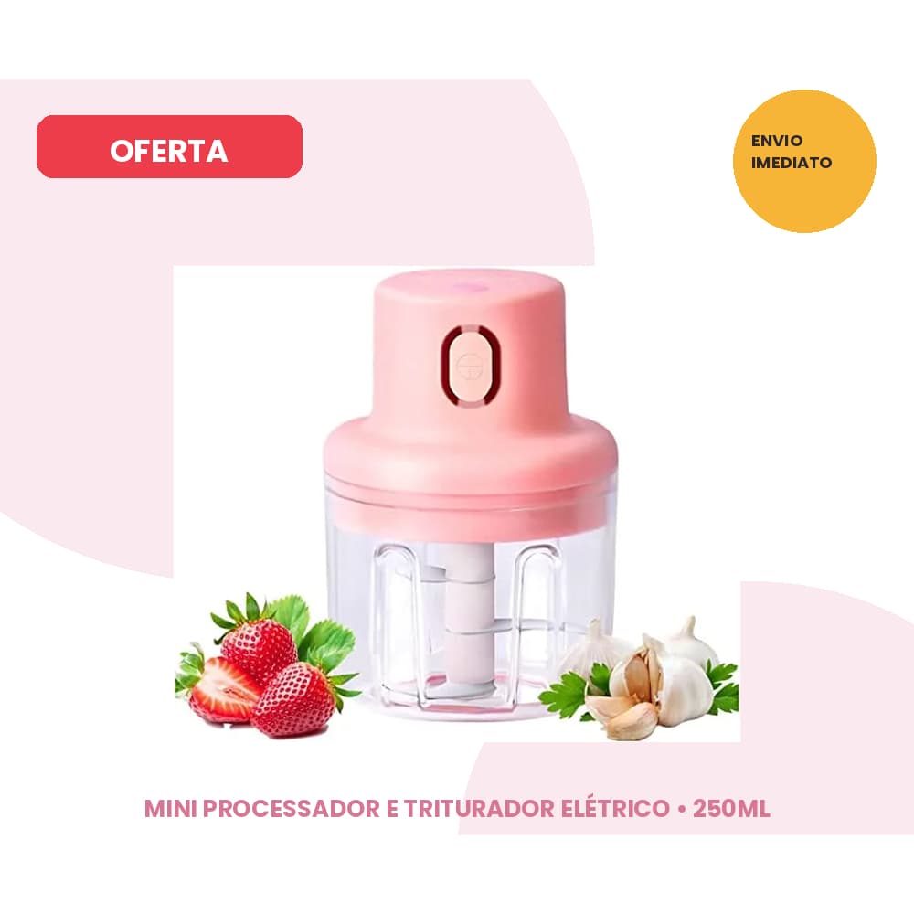 Mini Processador de Alimentos Elétrico 250ml Triturador Portátil Picador de Alho Carne Legumes sem Fio