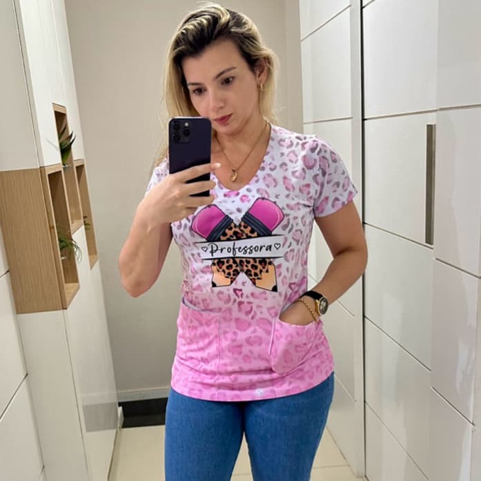 Bata Scrub Feminina com Bolso | Pijama Cirúrgico para Professora, Educadora, Pedagogia e Educação Infantil | confortável