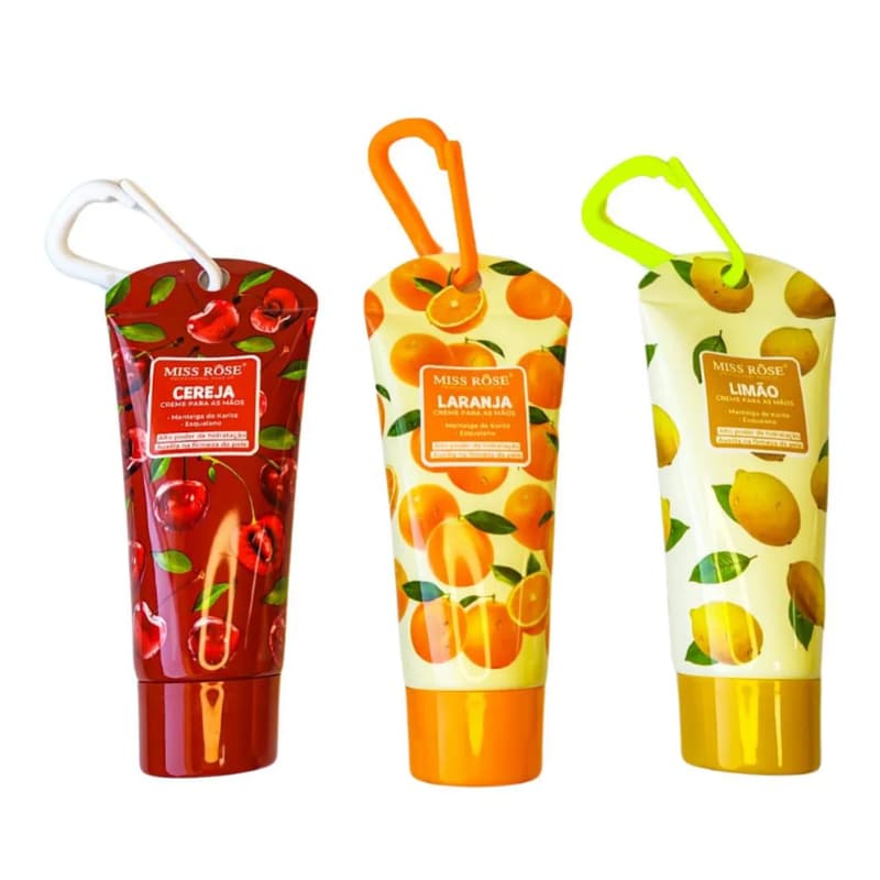 Creme para as Mãos Miss Rôse Hidratante | Cereja, Laranja ou Limão 30g
