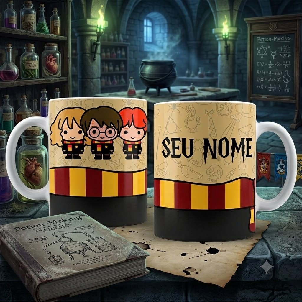 Caneca Personalizada Harry Potter Xicara com Nome Copo Harry Potter
