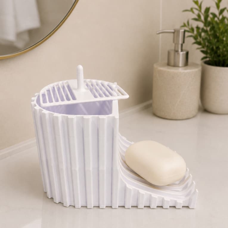 Porta Escovas de Dente Com Saboneteira Integrada Banheiro Organizador de Banheiro 2 em 1