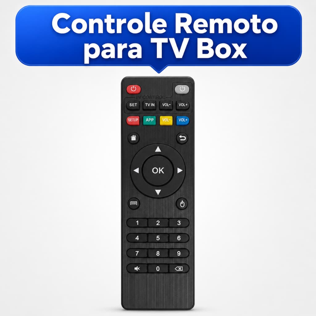 Controle Remoto para TV Box com Botões Inteligentes Teclado Numérico e Função TV Control