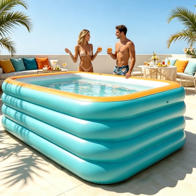 Piscina Inflável Familiar de Grande Capacidade, Material PVC Grosso Anti-Furos para Piscina de Quintal ao Ar Livre