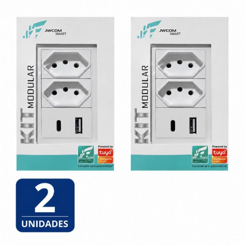 Tomada USB-C Linha Acrílico Premium Dupla 10A Bivolt de Parede Carregue sem Adaptador Fácil Instalação Qualidade Premium