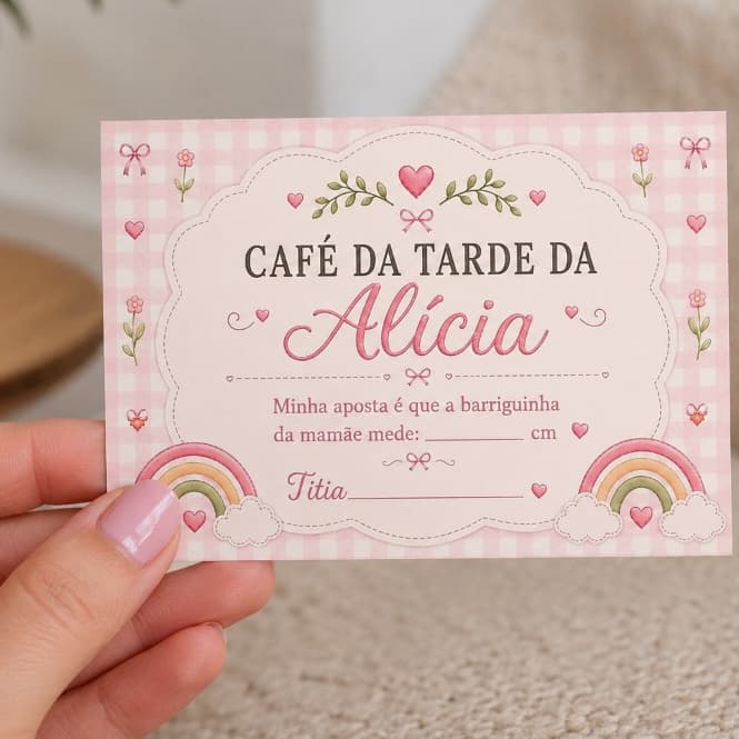 Palpite Barriguinha Personalizado | Brincadeira Chá de Bebê | Cartão Chá de Fralda | Gestante Chá Revelação
