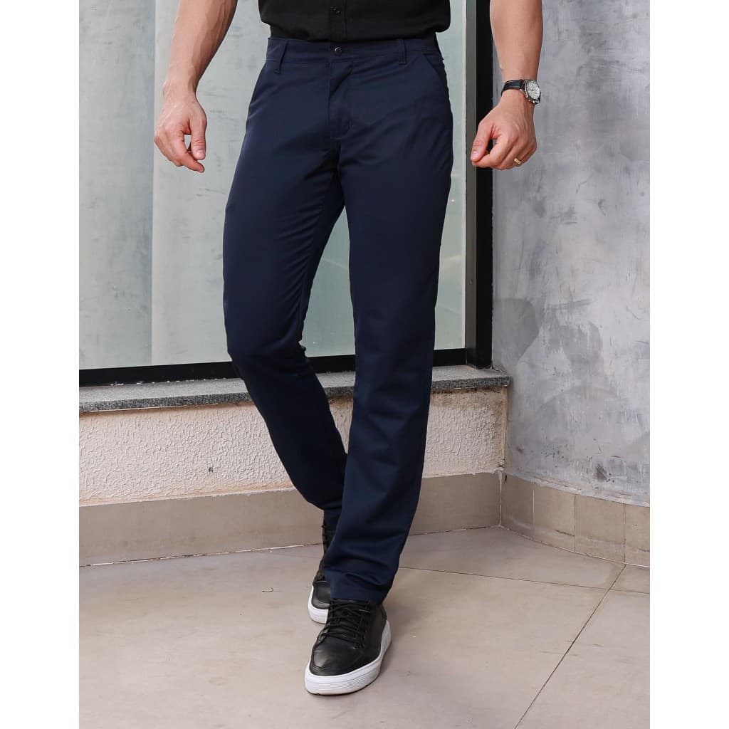 Calça Masculina Sarja Slim Casual Social Conforto Premium