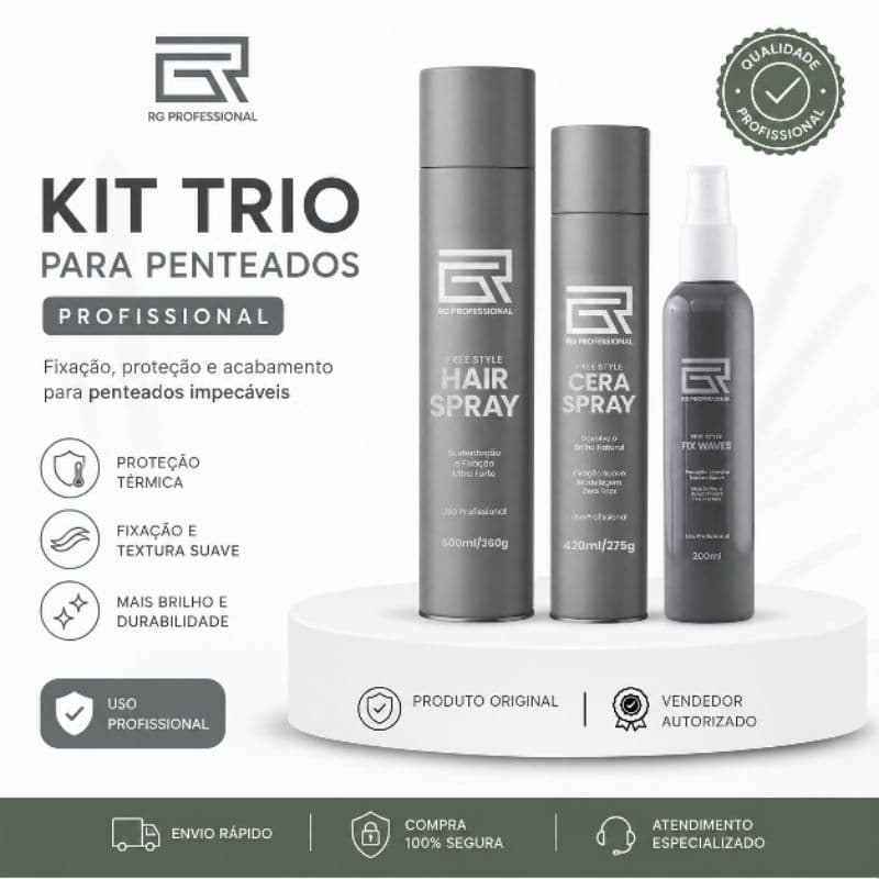 Kit 03 PRODUTOS RG PROFESSIONAL, CERA ,ULTRA FORTE, FIXADOR DE ONDAS