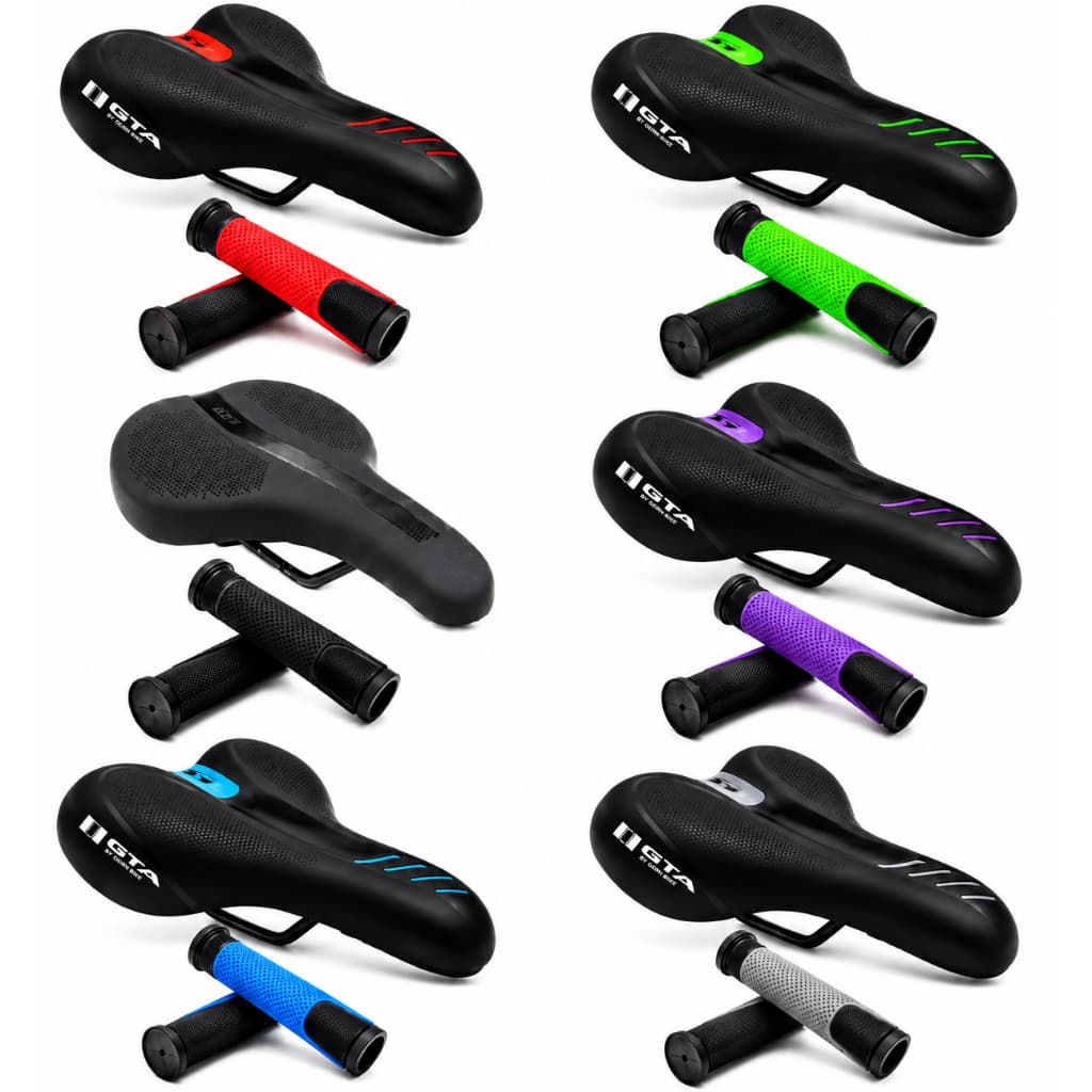Banco Selim De Bicicleta Mtb Gta Confortável Bike Aros Bikes + Manopla Gta Nx Cores