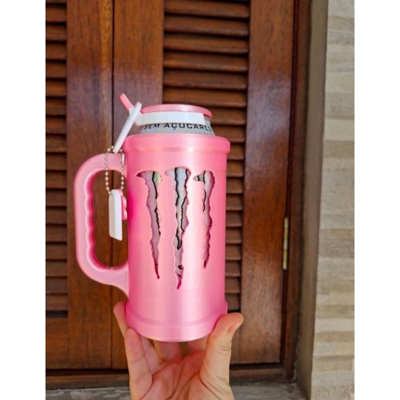 kit porta lata caneca monster 3d. tampa e abridor.