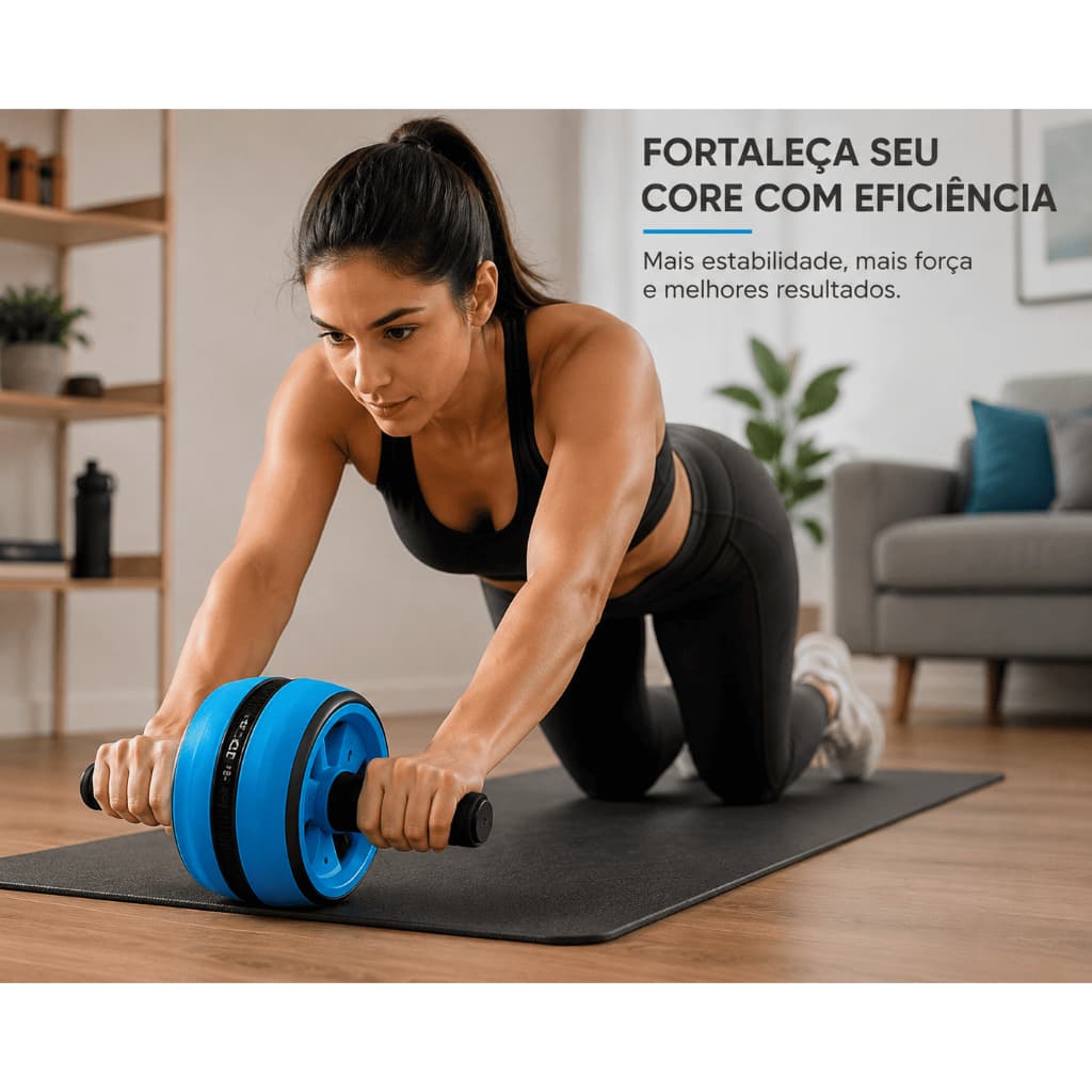 Roda Abdominal Dupla Profissional para Treino Abdômen Core Academia Casa cor sortida
