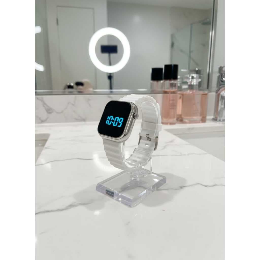 Relógio Digital Moderno com Pulseira Texturizada Colorida e Visor Amplo de Alta Nitidez